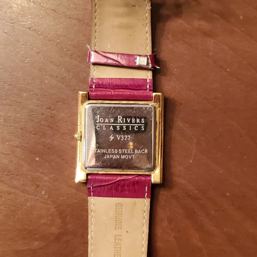 Joan Rivers Vintage Red/Berry Square Crystal Accent Watch